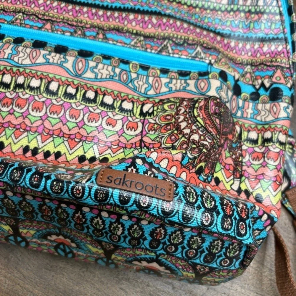 SAKROOTS Backpack Bag Canvas Boho Southwestern Artsy Colorful‎ EUC